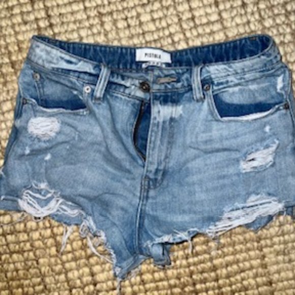 Pistola Distressed High Waisted Denim Shorts - Picture 4 of 6